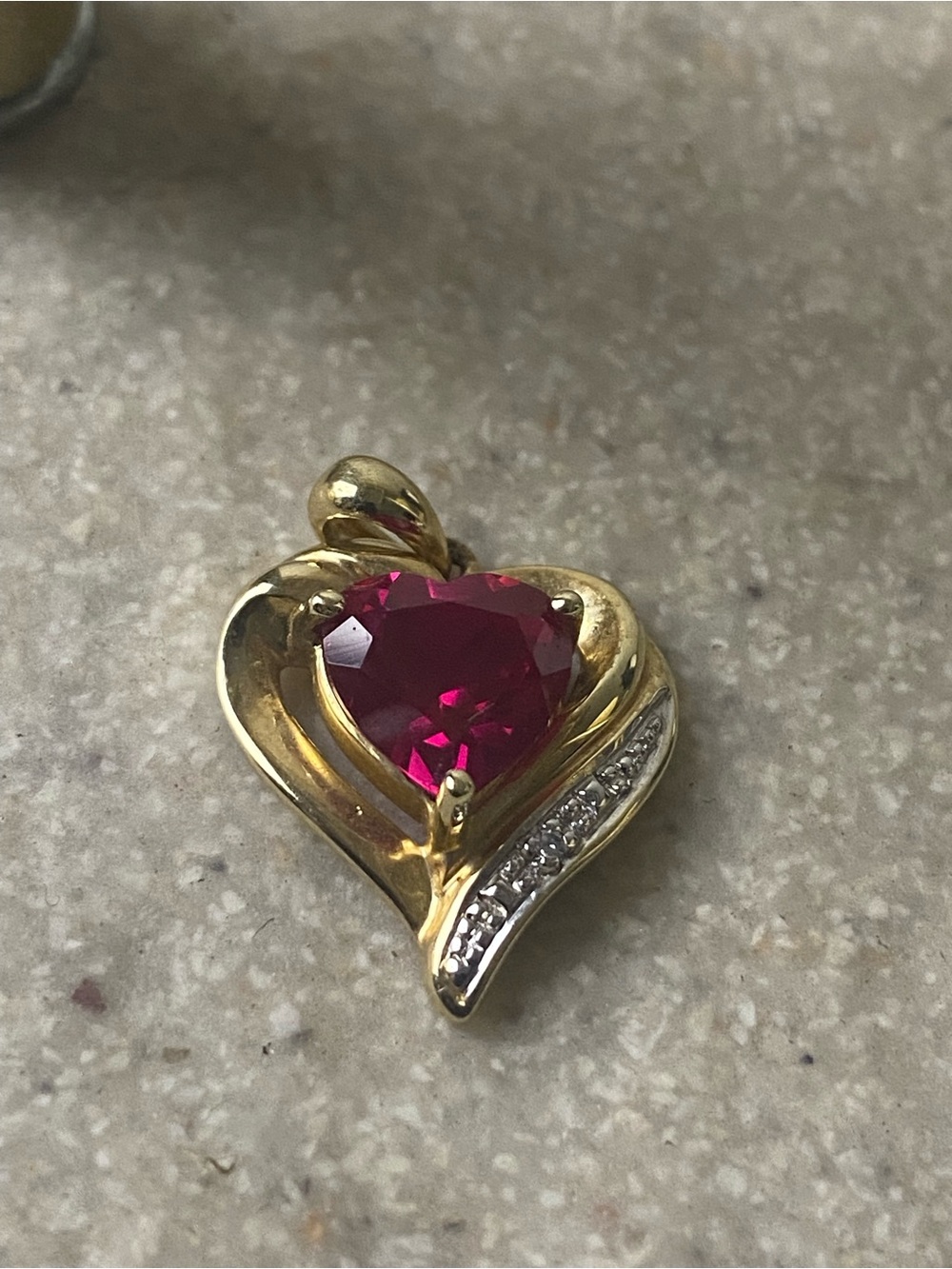 10k Yellow Gold HEART ruby pendant